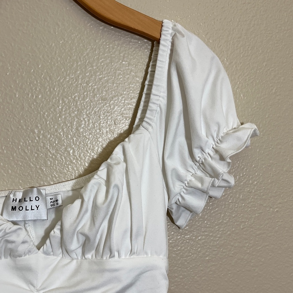 Hello Molly Ruch Yeah White Gathered Ruched Mini Dress - Picture 5 of 11